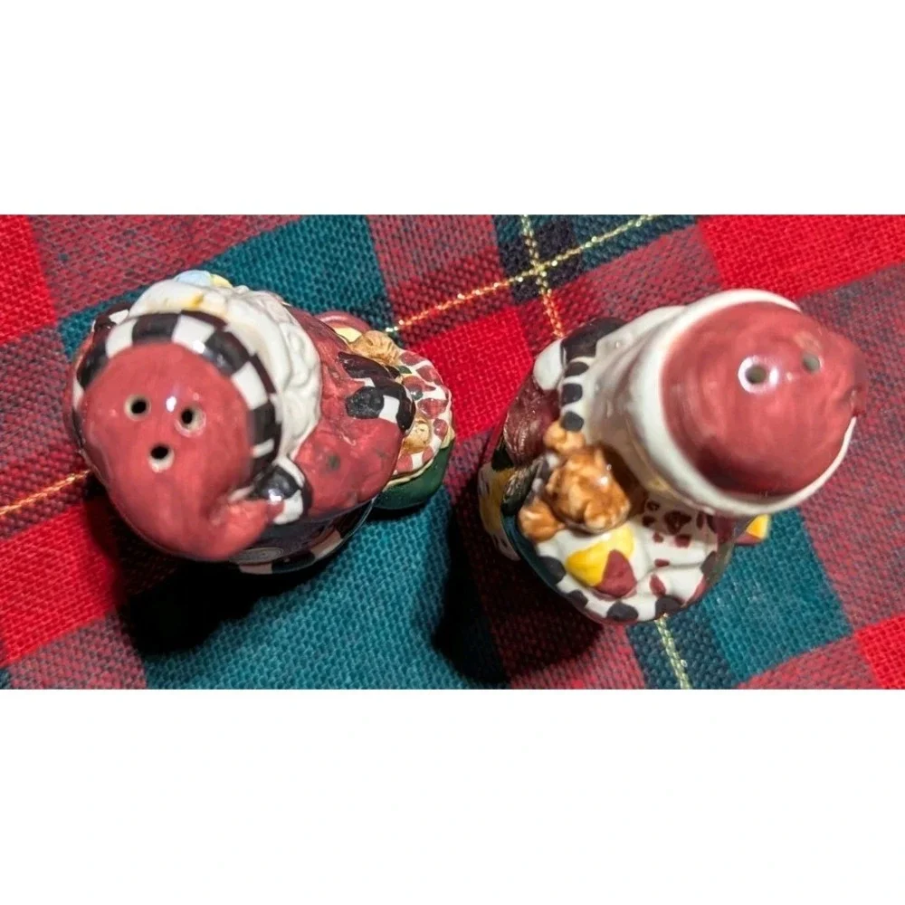 Santa's Spirit Salt Pepper Shaker Vintage Debbie Mumm for Sakura